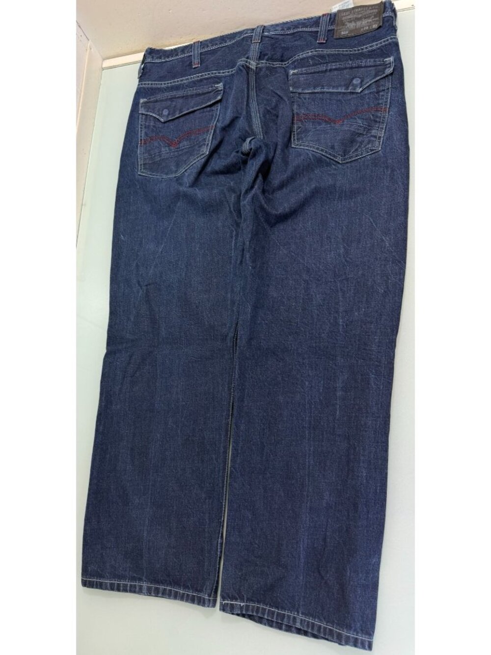 Vintage Levi's 569 Loose Straight Jeans Mens 38x32 Flap Pockets Dark Denim Y2K